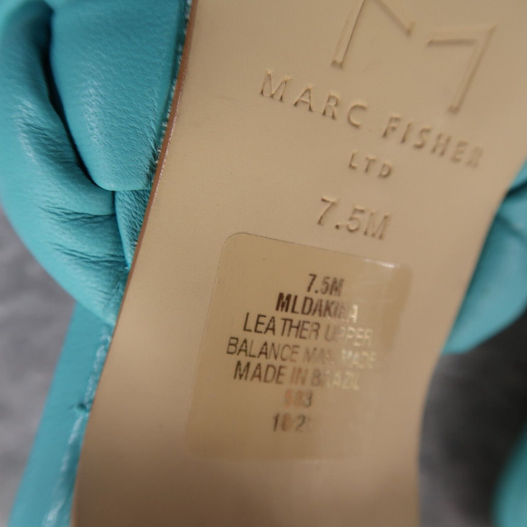 Marc Fisher Shoes Womens 7.5 Sandal Mule Dakina Heels Woven Leather Square Toe - Picture 15 of 15